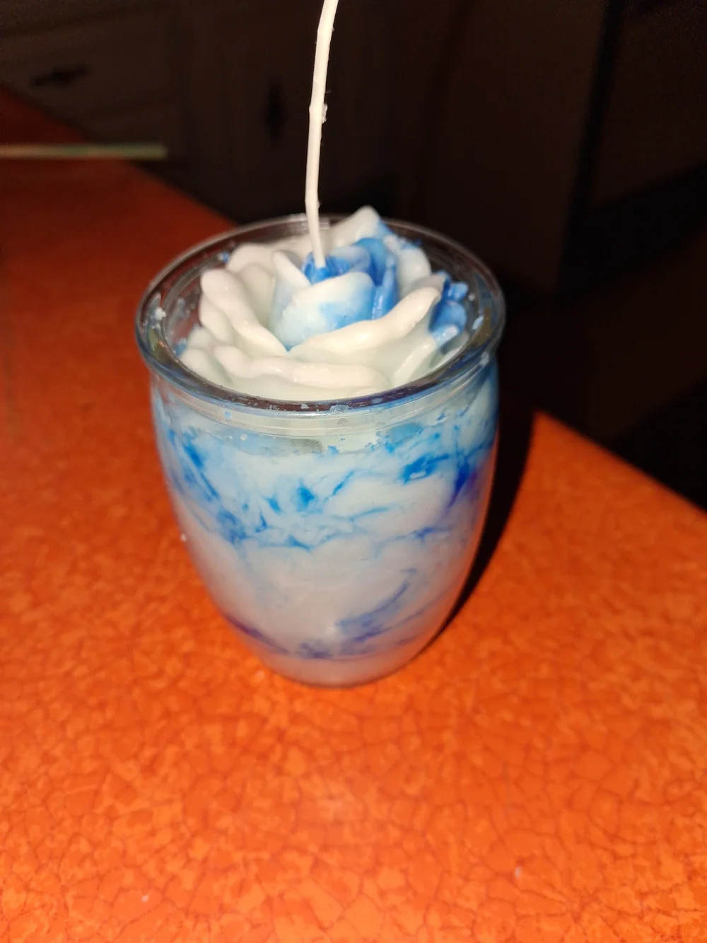 Hand-Poured Blue & White Floral Glass Candle - Women Bath & Body